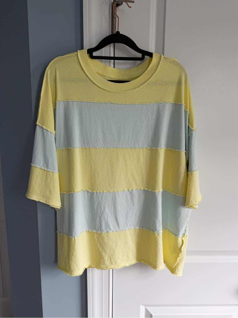 We The Free Striped Short Sleeve Tee in Yellow & Light Blue